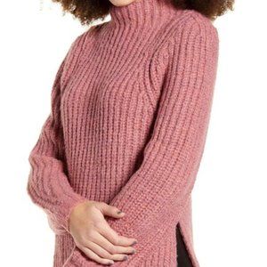 Leith Mock Neck Sweater Raspberry